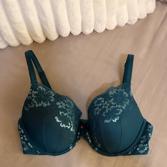 Victoria's Secret Deep Teal Floral Lace Bra - 34D - Picture 1 of 10